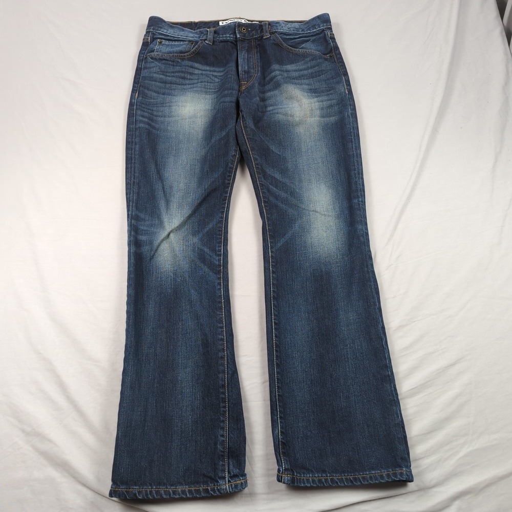 Express Jeans Mens 33x30 Blue Rocco Slim Boot Cut Stretch Casual Preppy Faded